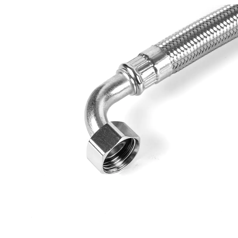 Conector flexível de aço inoxidável com encaixe em cotovelo